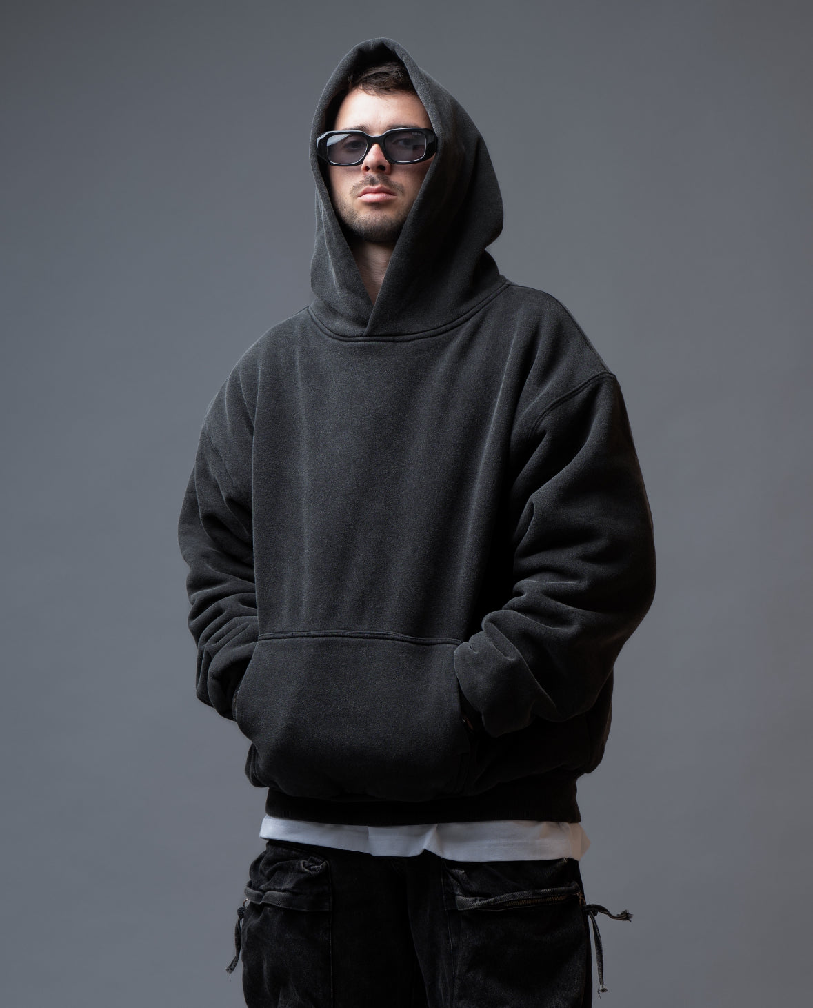 PERFECT HOODIE - ULTRA HEAVYWEIGHT DOUBLE LAYERED "WASHED BLACK"