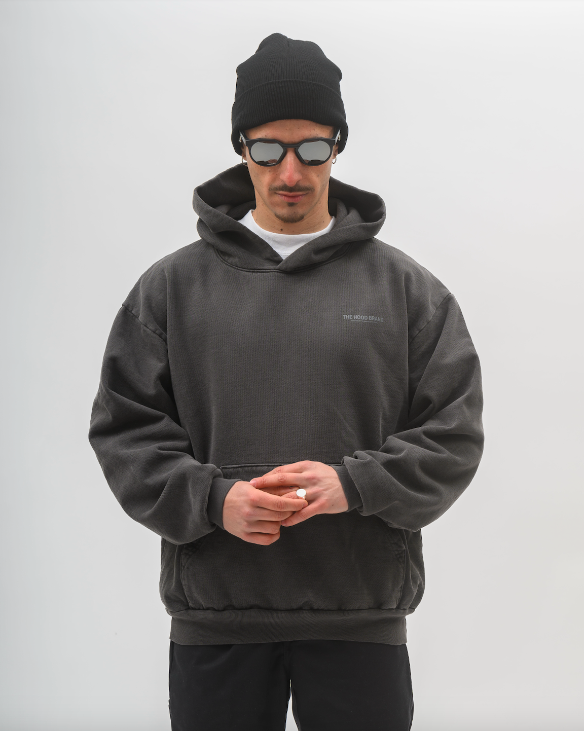 HOODIE MEGA HEAVYWEIGHT SHADOW (WASHED BLACK)/GREY (475 gsm)
