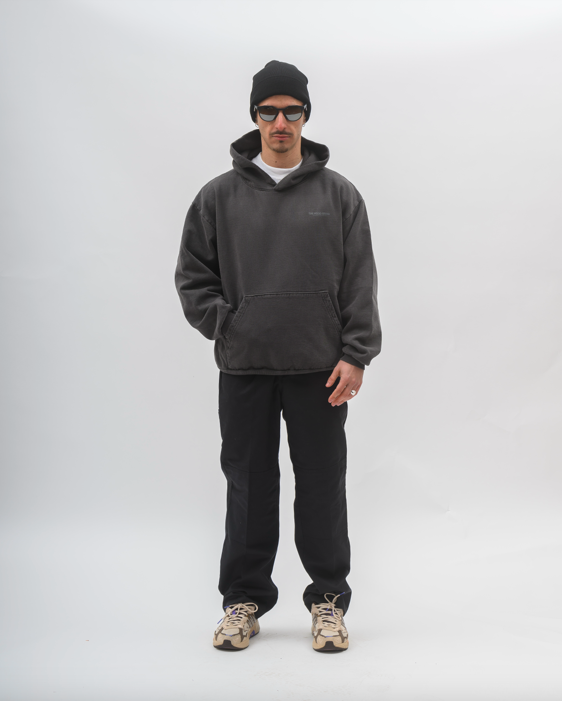 HOODIE MEGA HEAVYWEIGHT SHADOW (WASHED BLACK)/GREY (475 gsm)