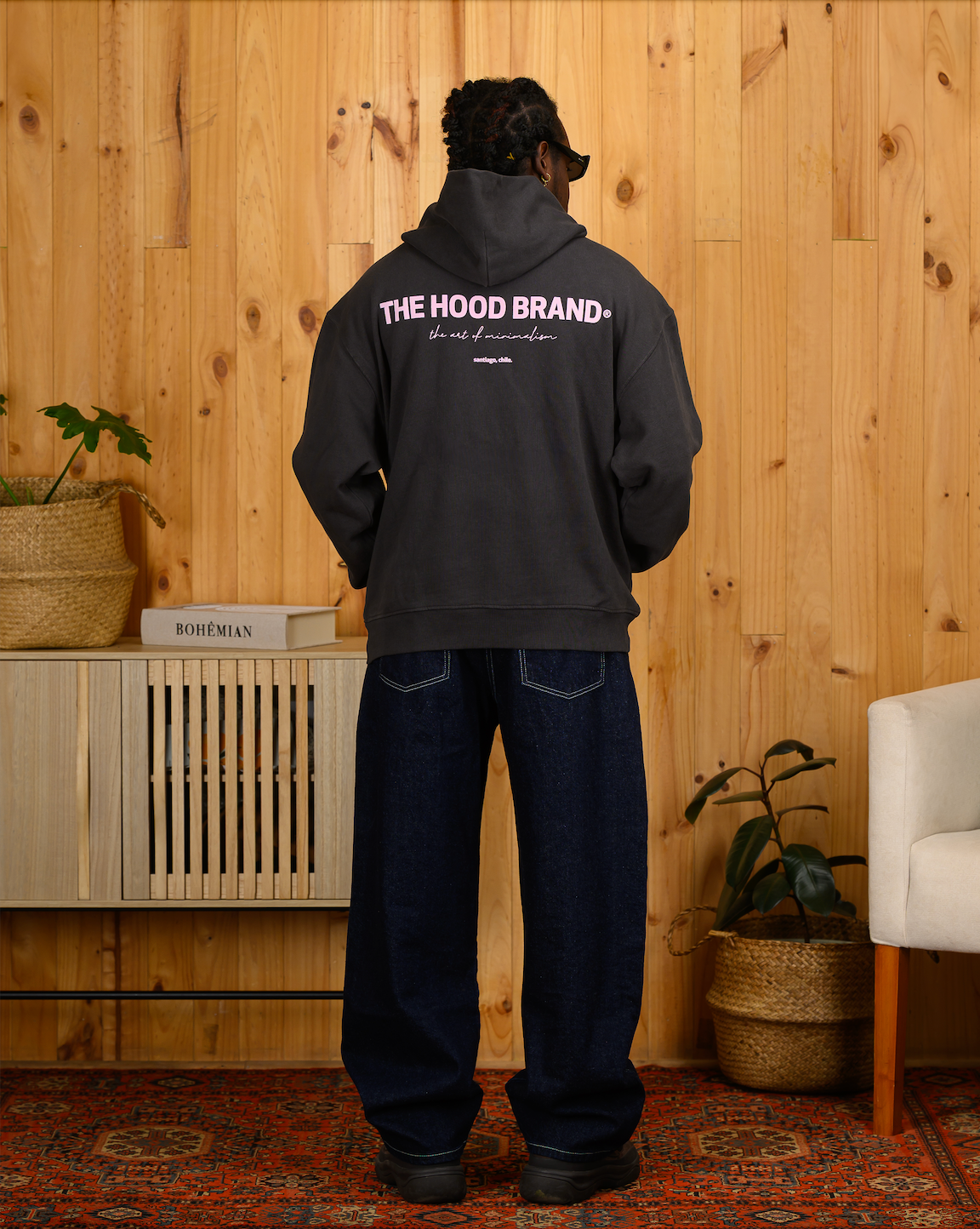 OG LOGO - HOODIE HEAVYWEIGHT GARMENT DYE (460 GSM) DARK GRAY/PASTEL PINK