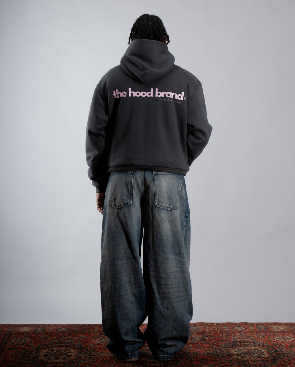 PERFECT HOODIE - ULTRA HEAVYWEIGHT DOUBLE LAYERED ANTHRACITE/PASTEL PINK