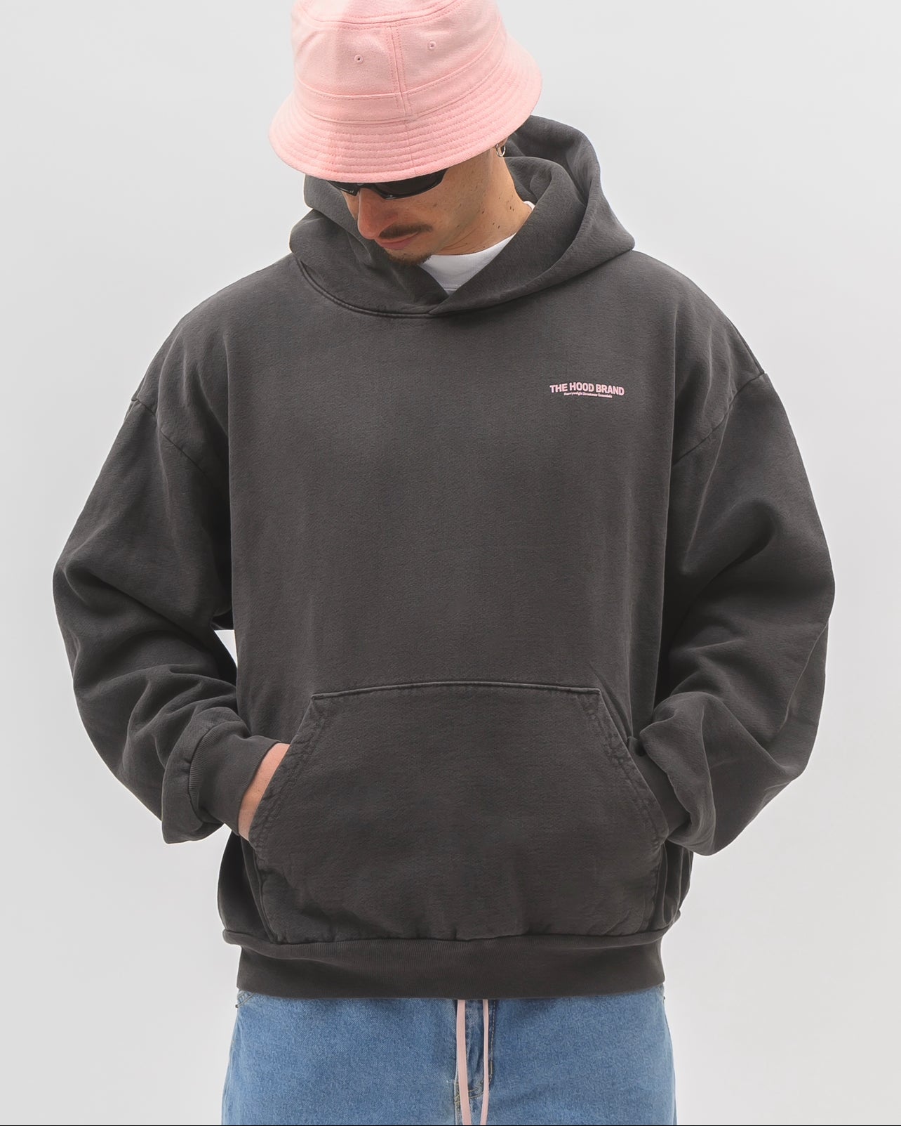 HOODIE MEGA HEAVYWEIGHT SHADOW (WASHED BLACK)/VINTAGE PINK (475 gsm)