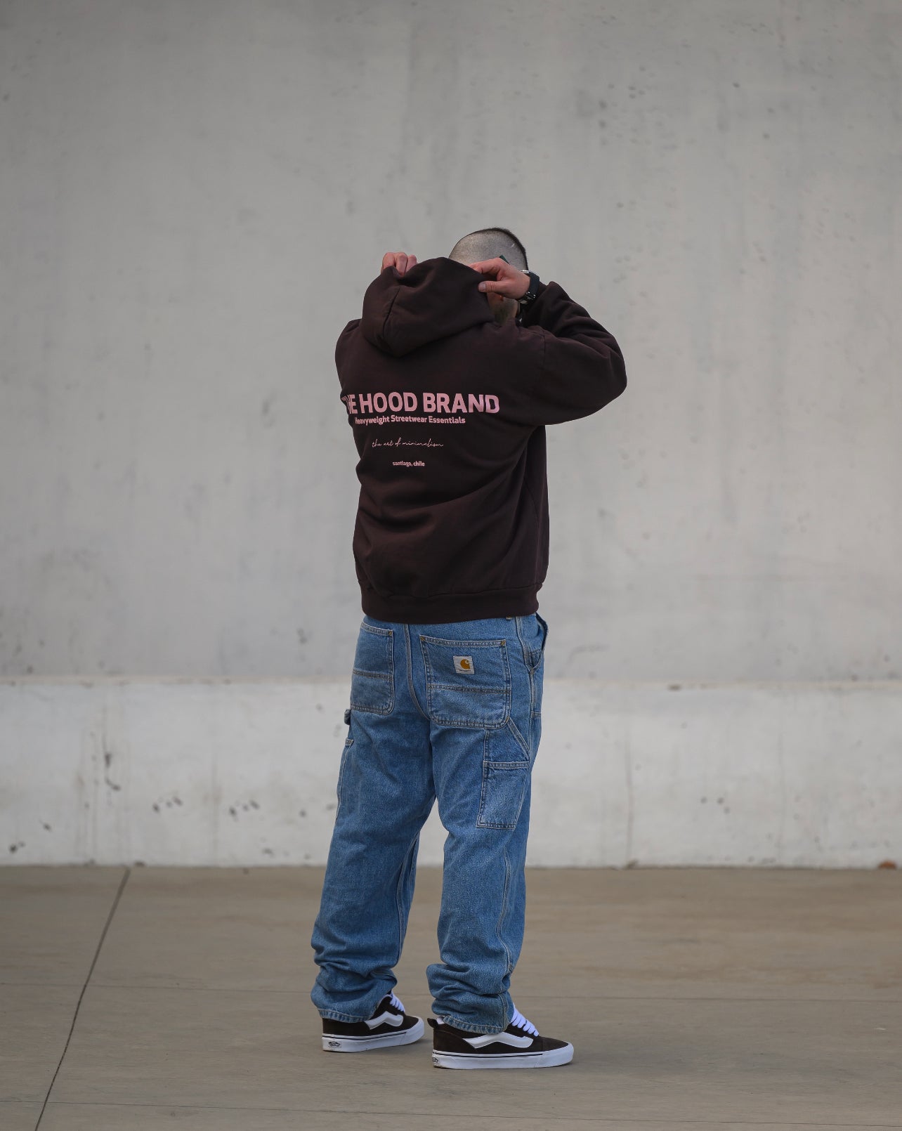 HOODIE MEGA HEAVYWEIGHT DARK BROWN / VINTAGE PINK (475 gsm)