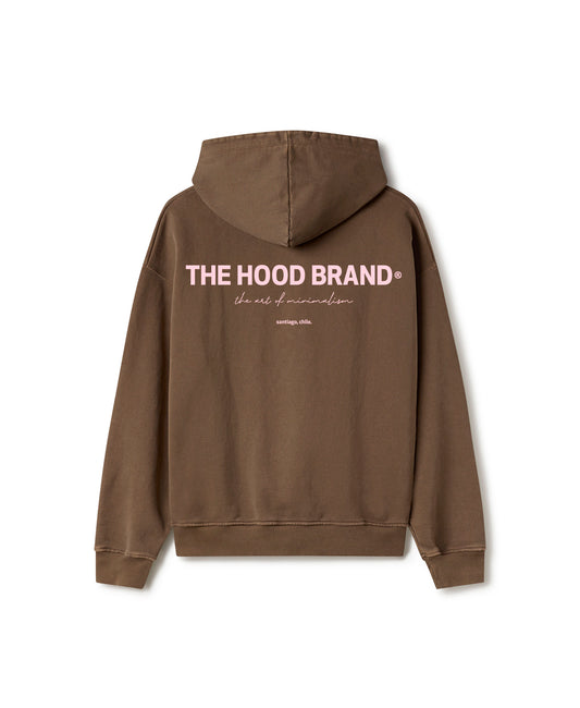 OG LOGO - HOODIE HEAVYWEIGHT GARMENT DYE (460 GSM) MOCHA/PASTEL PINK