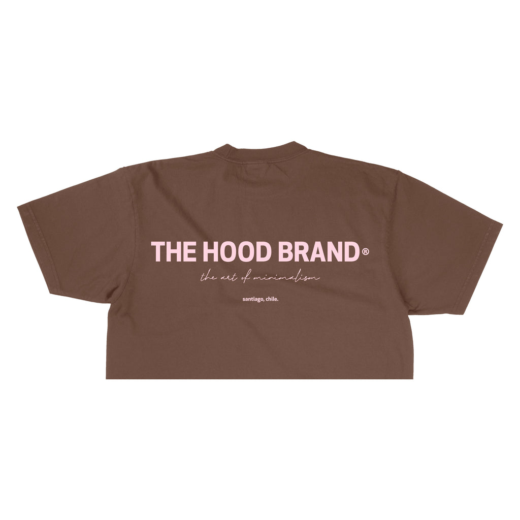 OG LOGO - MOCHA/PASTEL PINK CROP TOP TEE