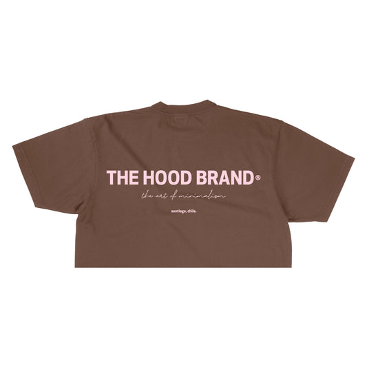 OG LOGO - MOCHA/PASTEL PINK CROP TOP TEE