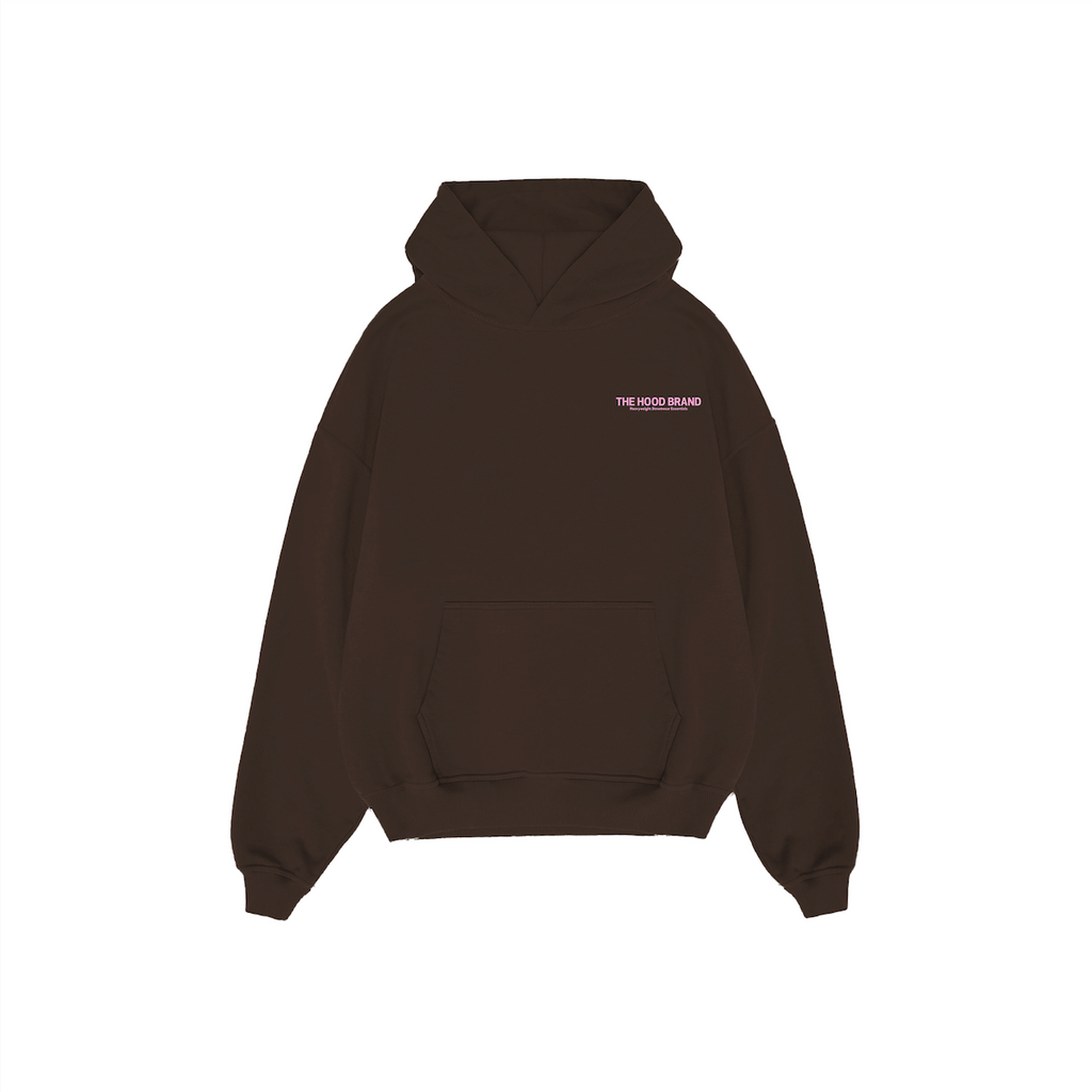 HOODIE MEGA HEAVYWEIGHT DARK BROWN / VINTAGE PINK (475 gsm)