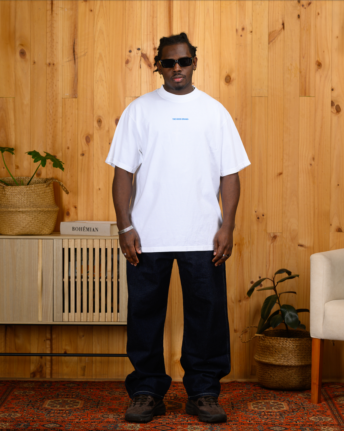OG LOGO - OVERSIZE HEAVYWEIGHT OFF WHITE /BABY BLUE (260GSM) TEE