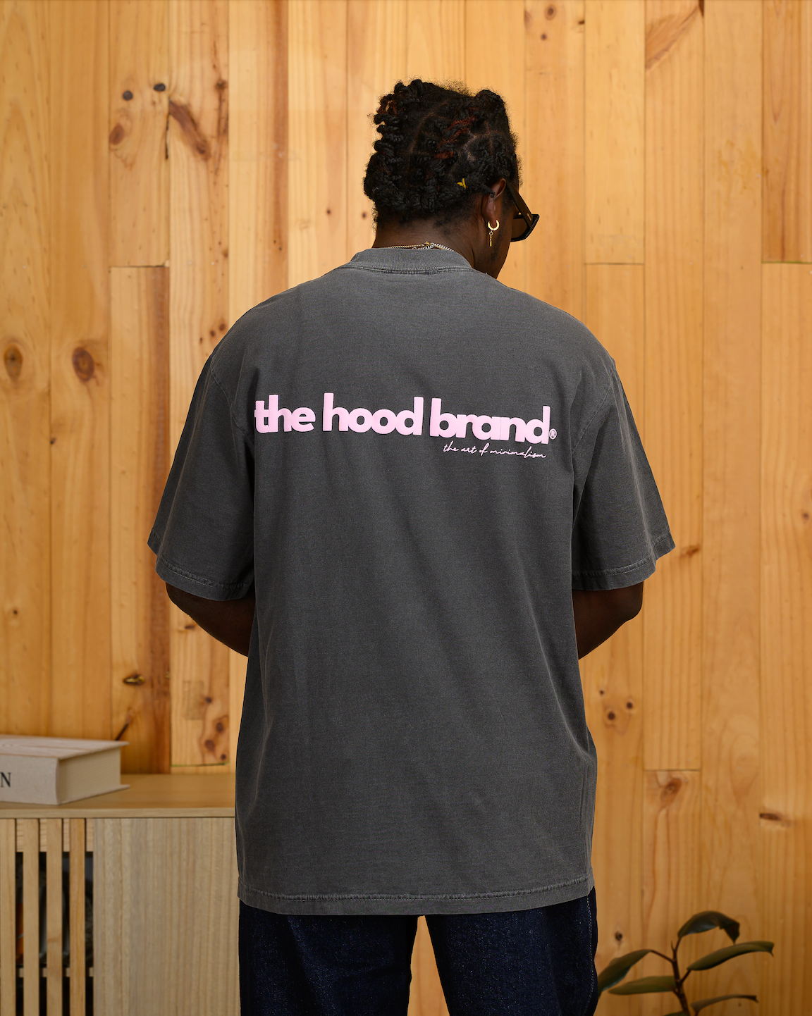 OVERSIZE HEAVYWEIGHT WASHED BLACK /PASTEL PINK (260GSM) TEE
