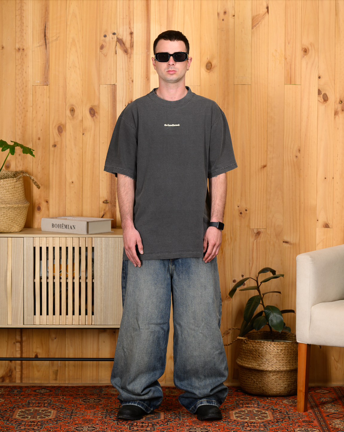 OVERSIZE HEAVYWEIGHT WASHED BLACK /CREAM (260GSM) TEE