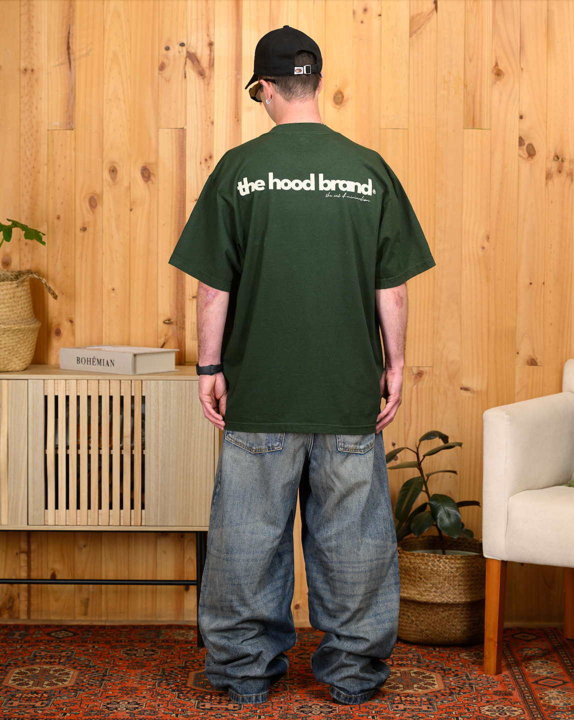 OVERSIZE HEAVYWEIGHT GREEN MOSS/CREAM (260GSM) TEE