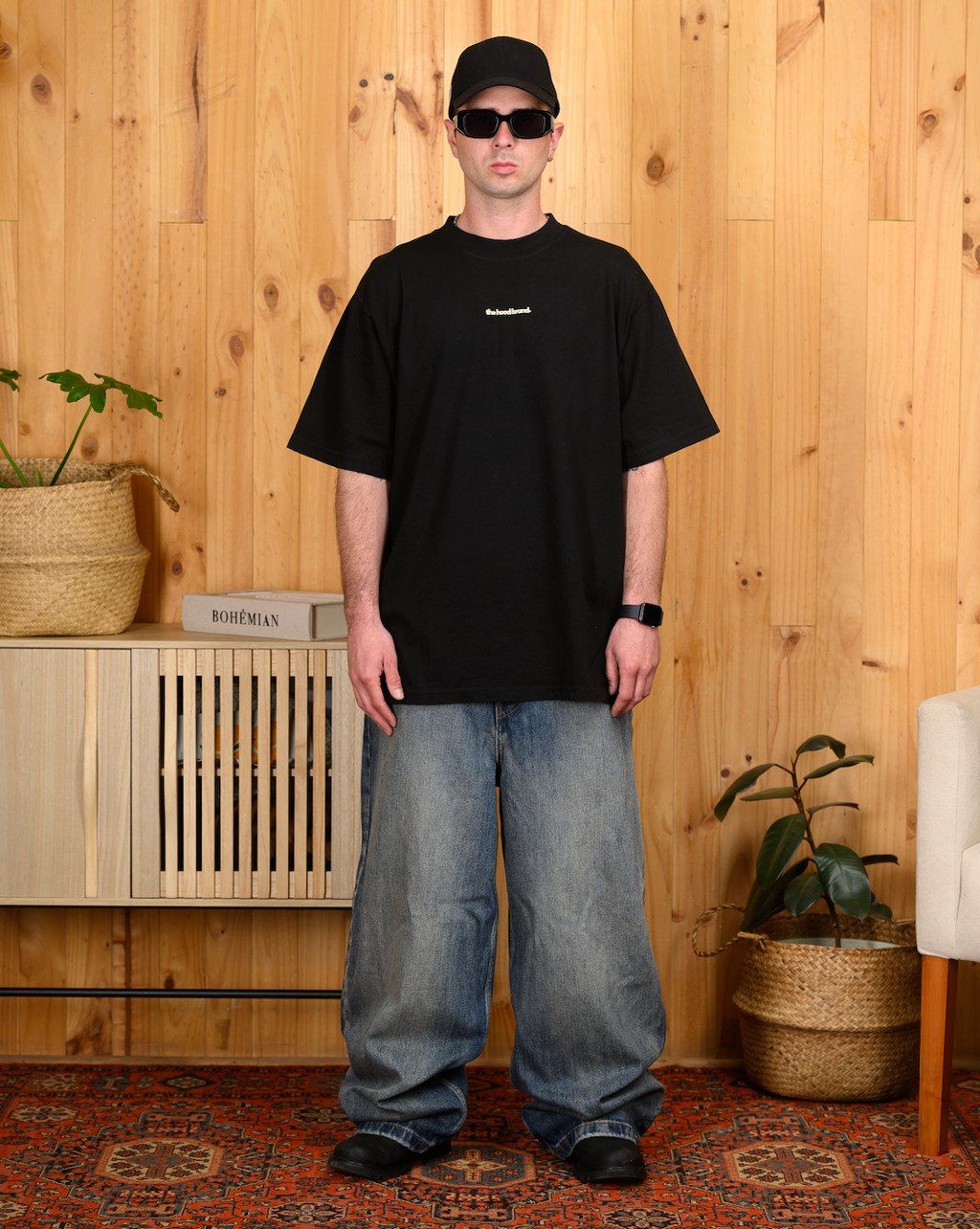 OVERSIZE HEAVYWEIGHT OFF BLACK/CREAM (260GSM) TEE