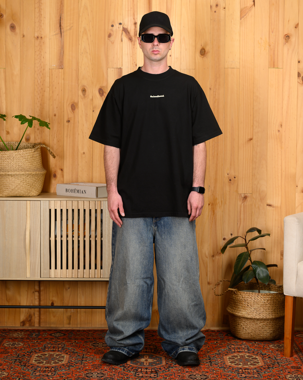 OVERSIZE HEAVYWEIGHT OFF BLACK/CREAM (260GSM) TEE
