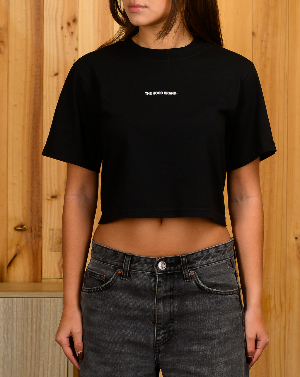 OG LOGO - OFF BLACK/WINTER WHITE CROP TOP TEE
