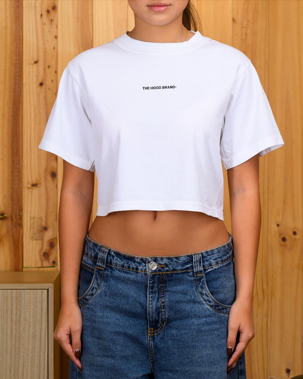 OG LOGO - OFF WHITE/ BLACK CROP TOP TEE