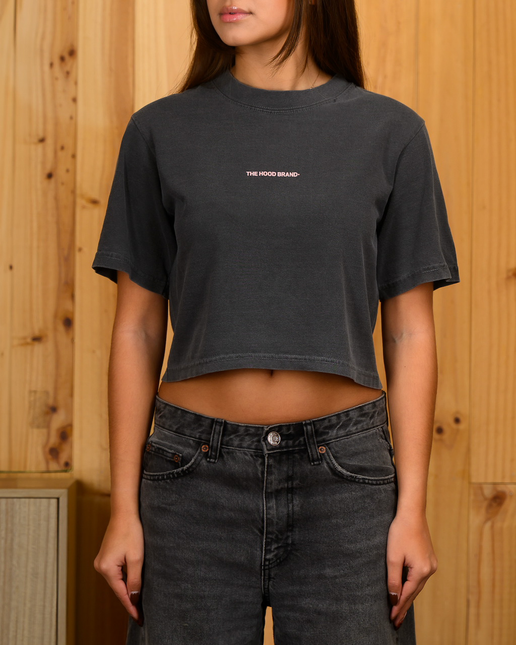 OG LOGO - SHADOW/PASTEL PINK CROP TOP TEE