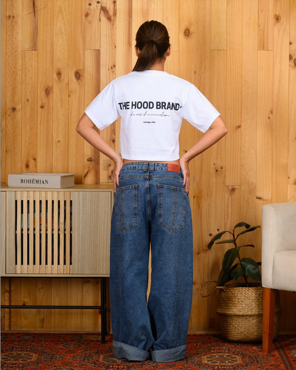 OG LOGO - OFF WHITE/ BLACK CROP TOP TEE