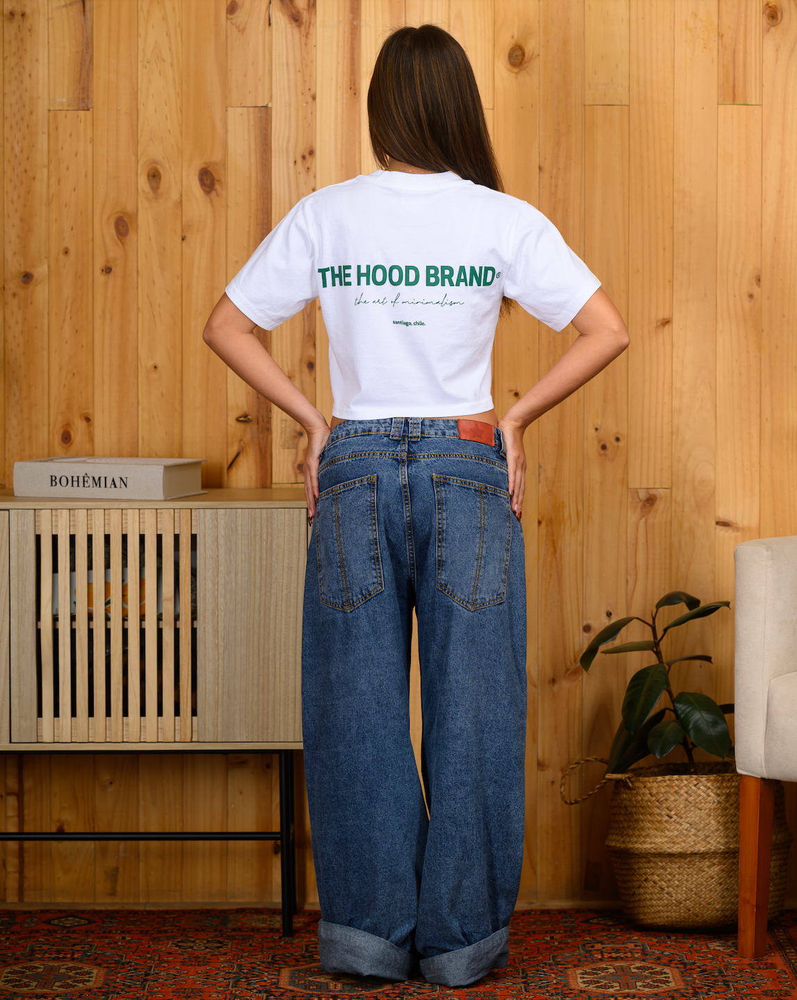 OG LOGO - OFF WHITE/ EPSOM GREEN CROP TOP TEE