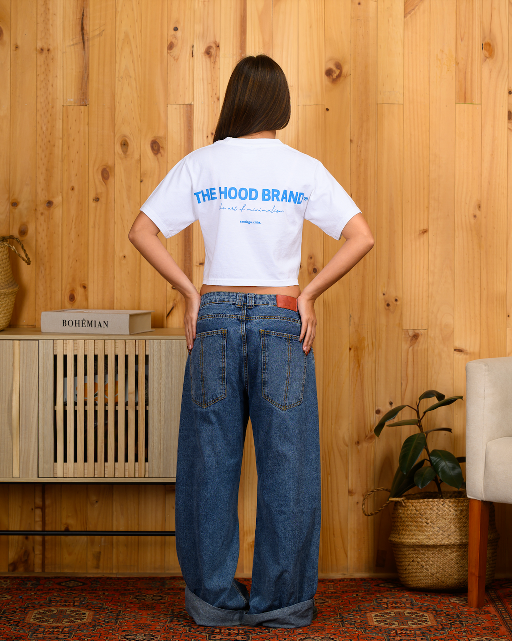 OG LOGO - OFF WHITE/BABY BLUE CROP TOP TEE