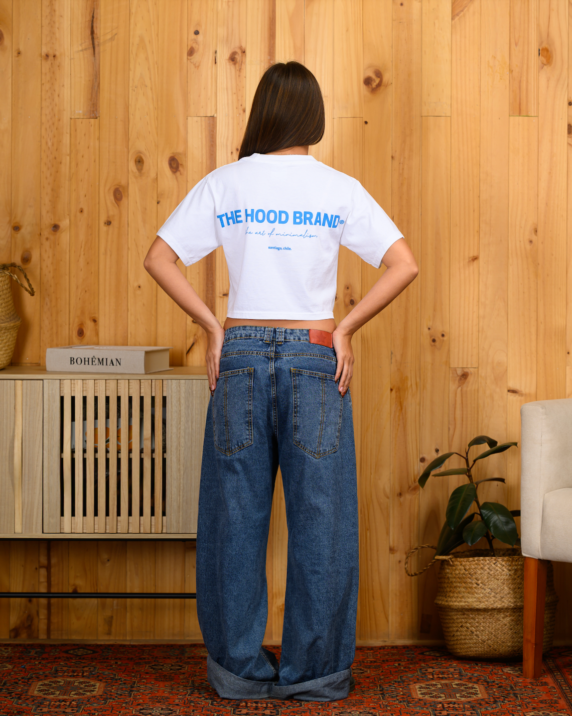 OG LOGO - OFF WHITE/BABY BLUE CROP TOP TEE