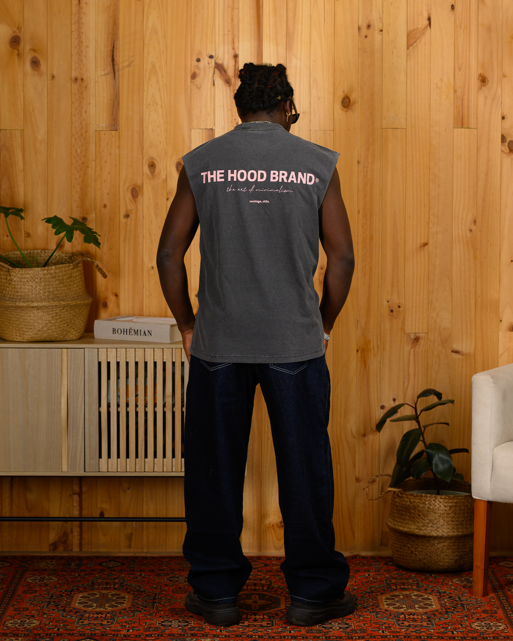 OG LOGO HEAVYWEIGHT MUSCLE WASHED BLACK/PASTEL PINK TEE