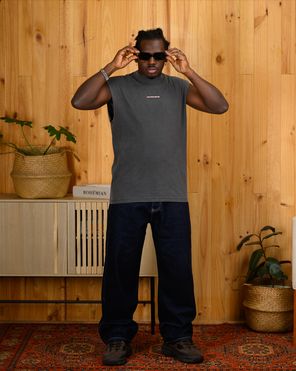 OG LOGO HEAVYWEIGHT MUSCLE WASHED BLACK/PASTEL PINK TEE