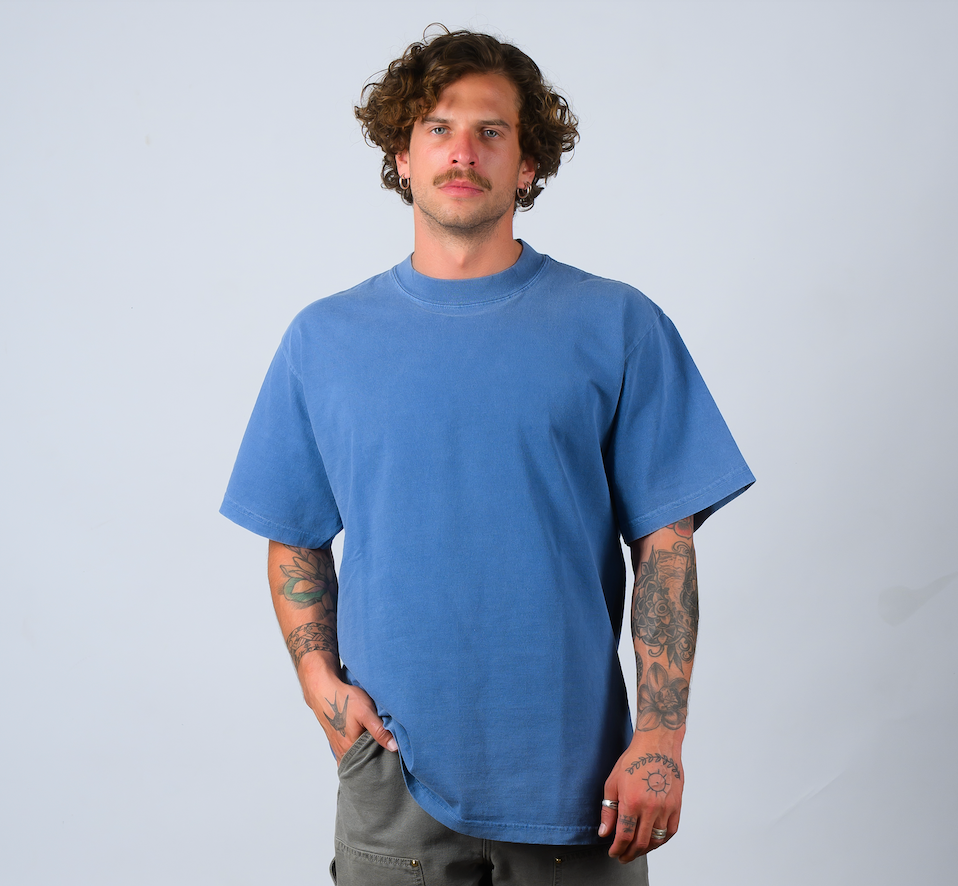 WASHED DENIM-HEAVYWEIGHT OVERSIZE TEE