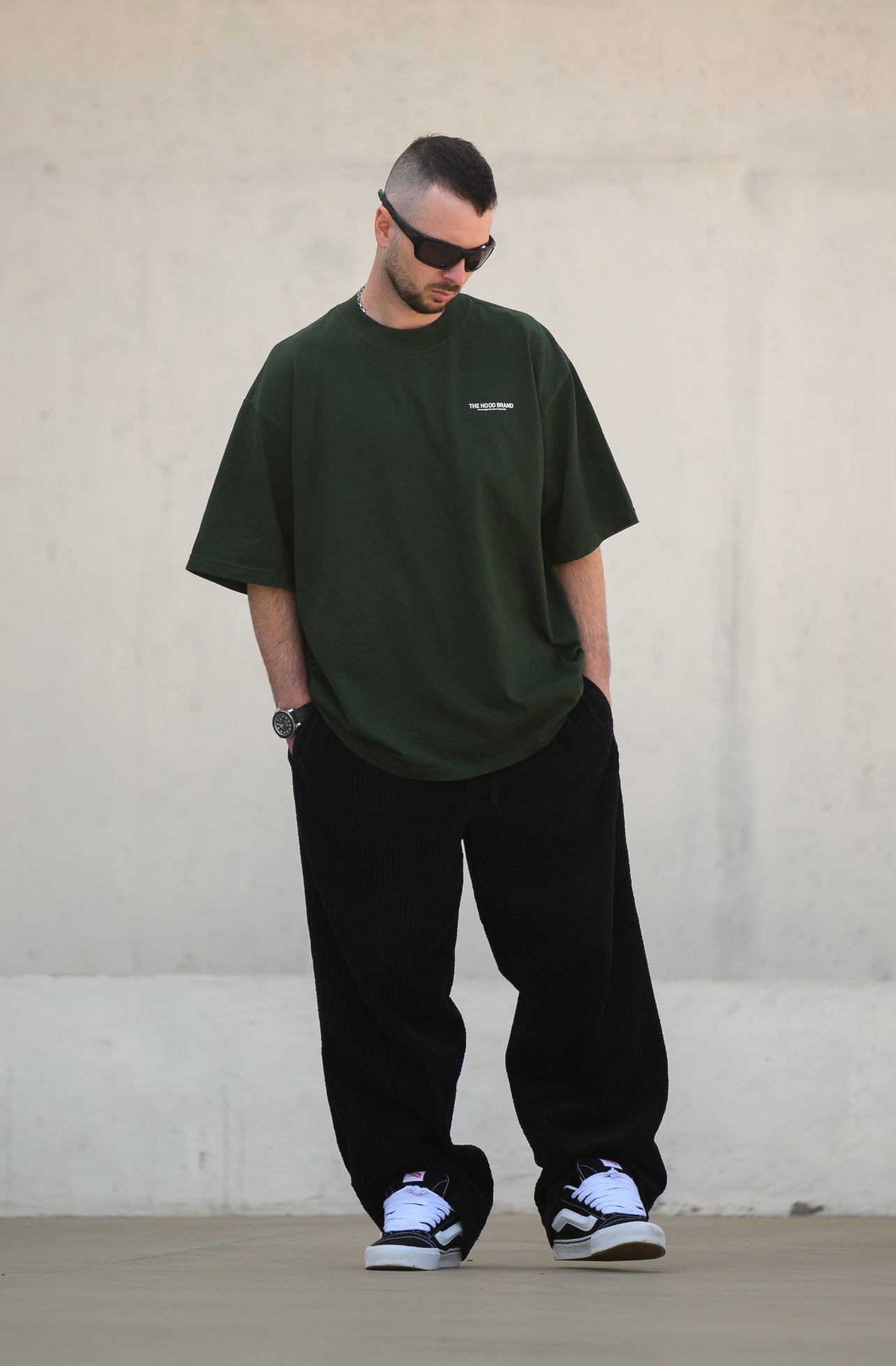 OVERSIZE HEAVYWEIGHT GREEN MOSS/OFF WHITE (260GSM)