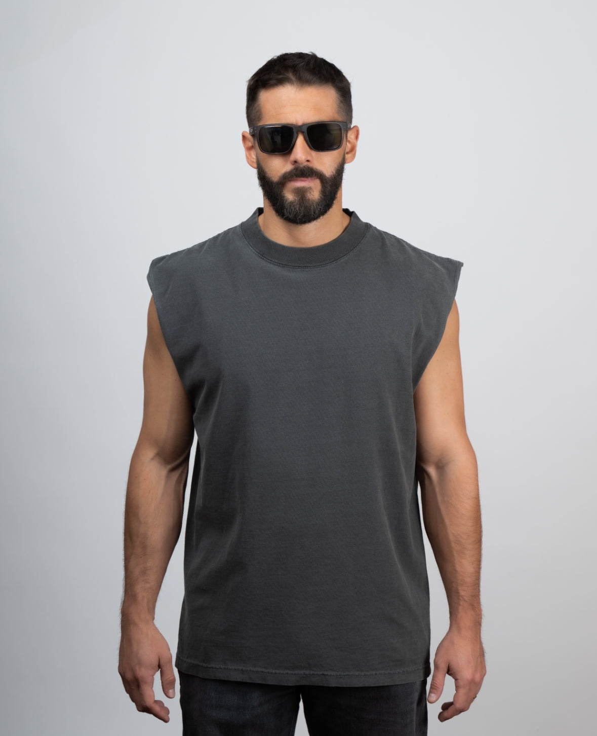 SHADOW (WASHED BLACK)-HEAVYWEIGHT MUSCLE TEE