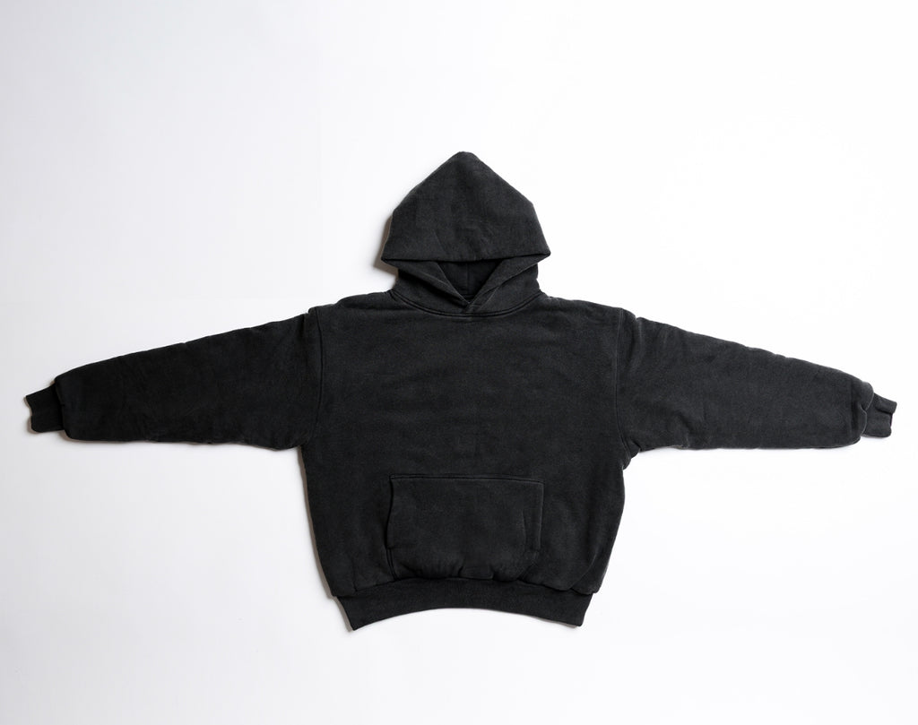 PERFECT HOODIE - ULTRA HEAVYWEIGHT DOUBLE LAYERED "WASHED BLACK"