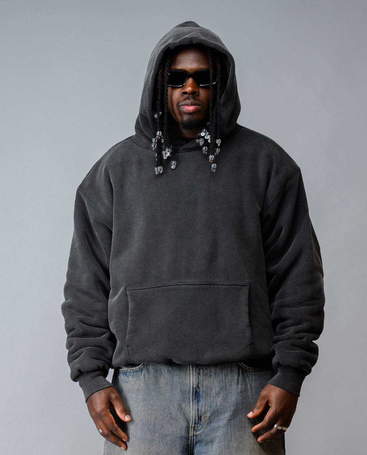 PERFECT HOODIE - ULTRA HEAVYWEIGHT DOUBLE LAYERED "WASHED BLACK"