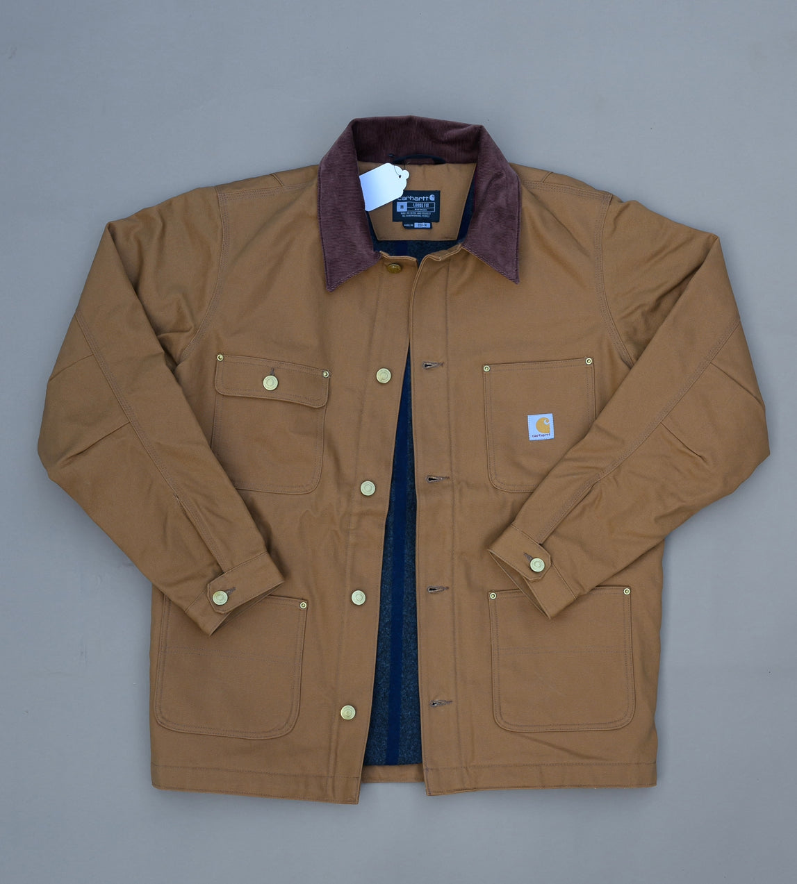 CARHARTT JACKET-LOOSE FIT FIRM DUCK BLANKET-LINED CHORE COAT