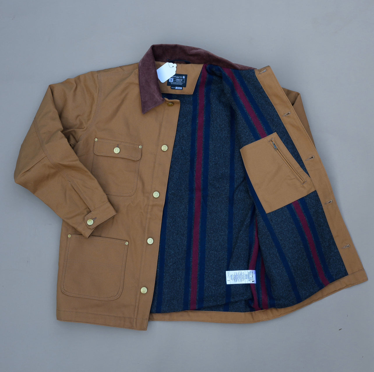 CARHARTT JACKET-LOOSE FIT FIRM DUCK BLANKET-LINED CHORE COAT