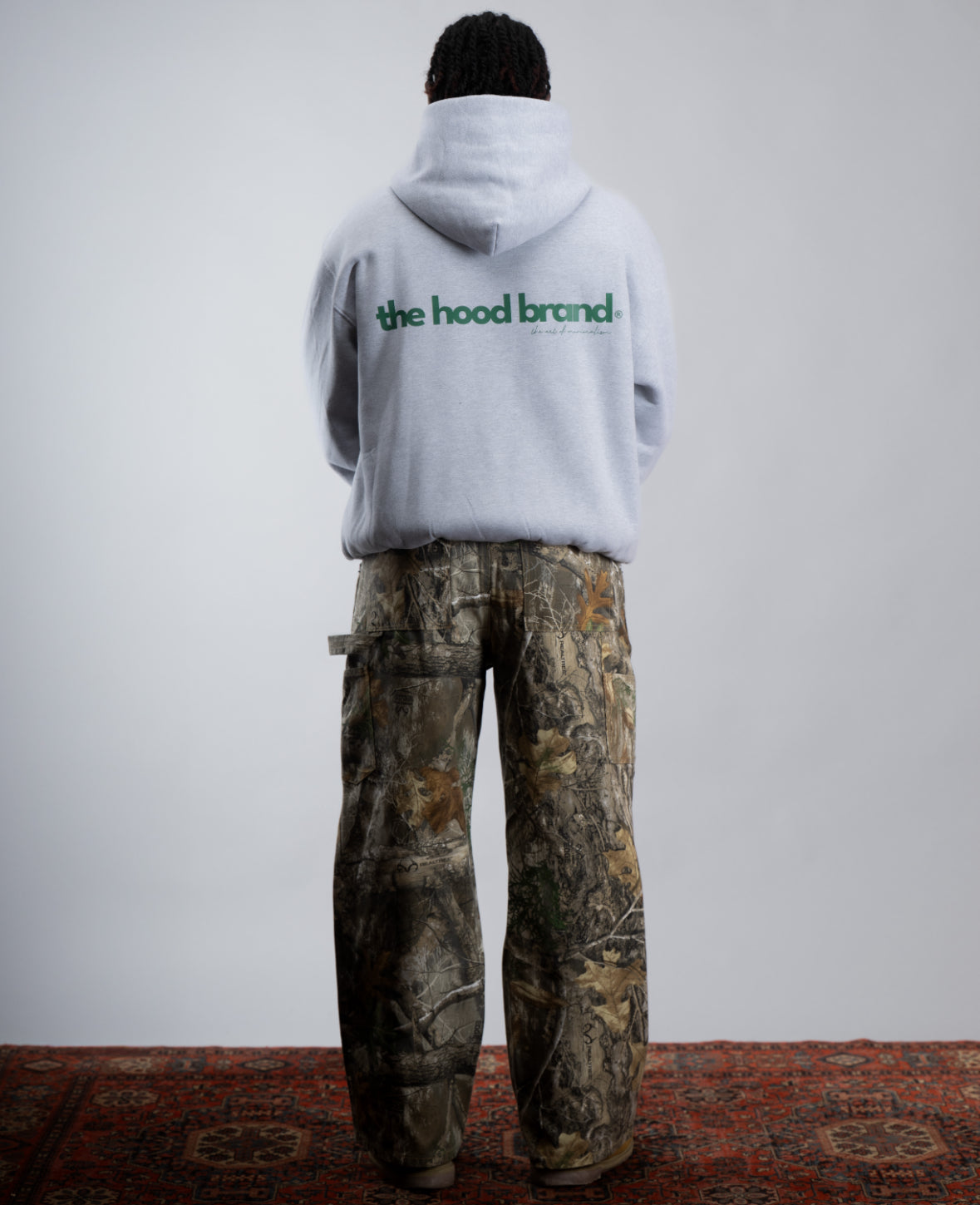 PERFECT HOODIE - ULTRA HEAVYWEIGHT DOUBLE LAYERED HEATHER GRAY/EPSOM GREEN