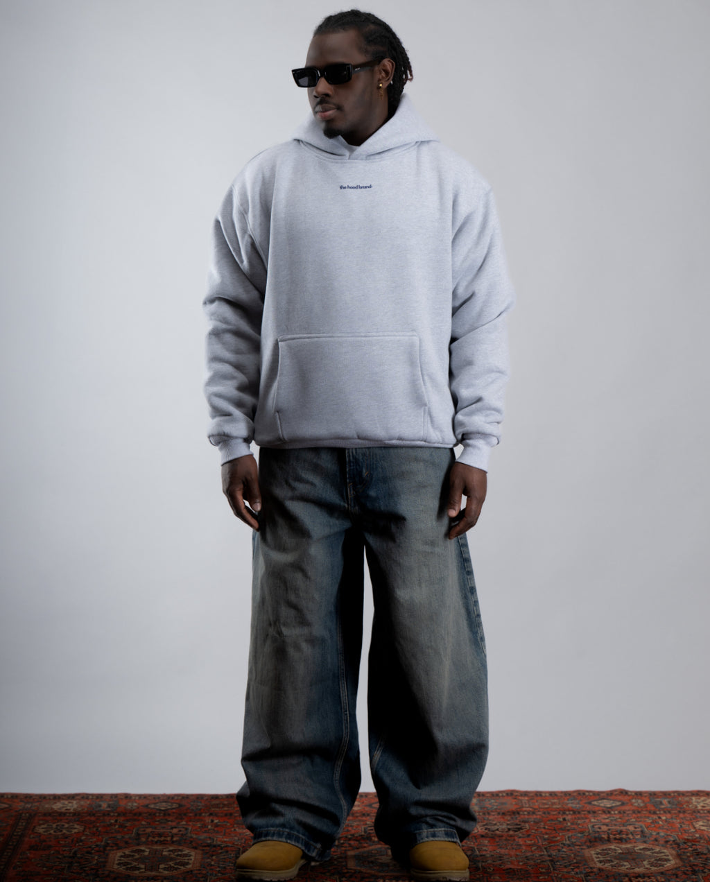 PERFECT HOODIE - ULTRA HEAVYWEIGHT DOUBLE LAYERED HEATHER GRAY/BLUE