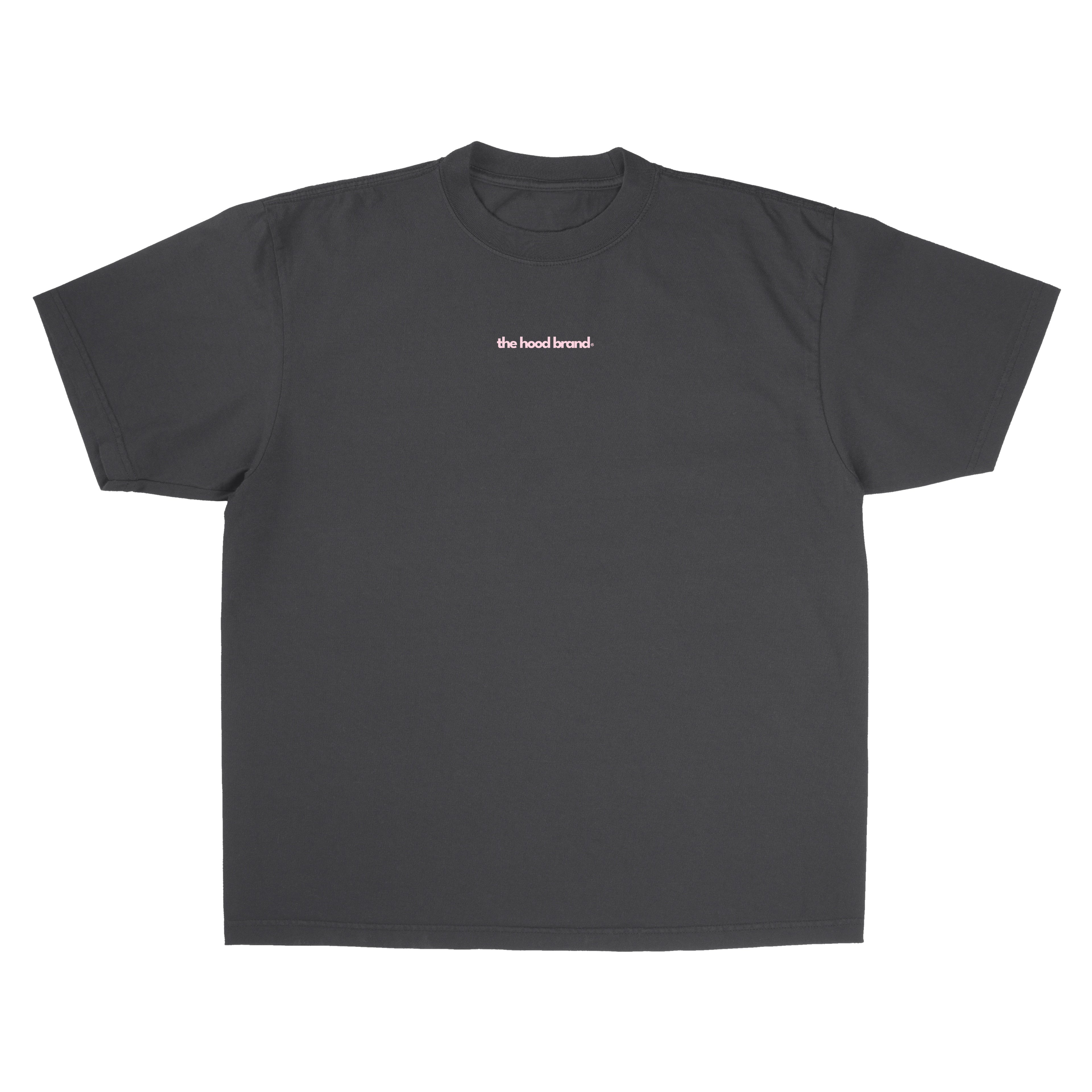 OVERSIZE HEAVYWEIGHT WASHED BLACK /PASTEL PINK (260GSM) TEE