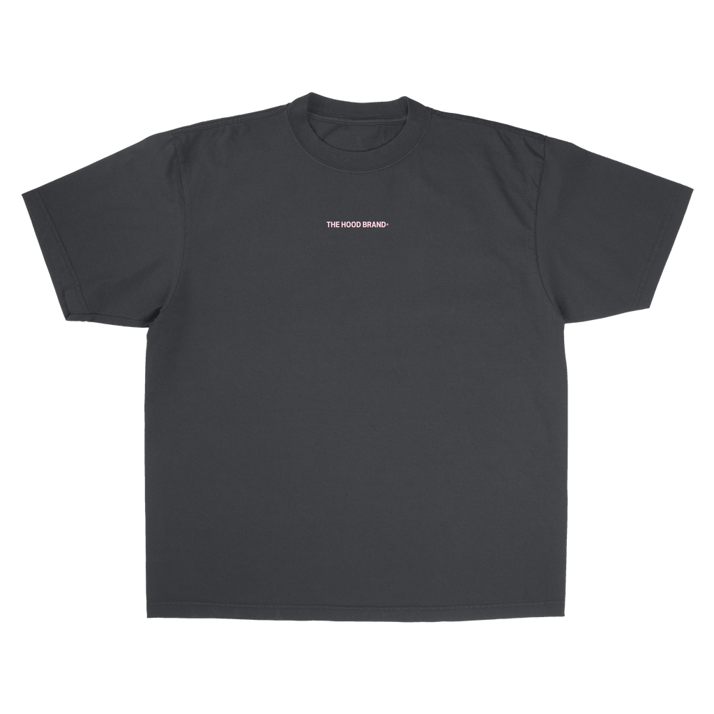 OG LOGO - OVERSIZE HEAVYWEIGHT WHASED BLACK/PASTEL PINK (260GSM) TEE