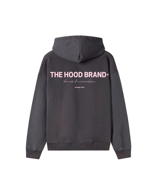 OG LOGO - HOODIE HEAVYWEIGHT GARMENT DYE (460 GSM) DARK GRAY/PASTEL PINK