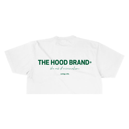 OG LOGO - OFF WHITE/ EPSOM GREEN CROP TOP TEE
