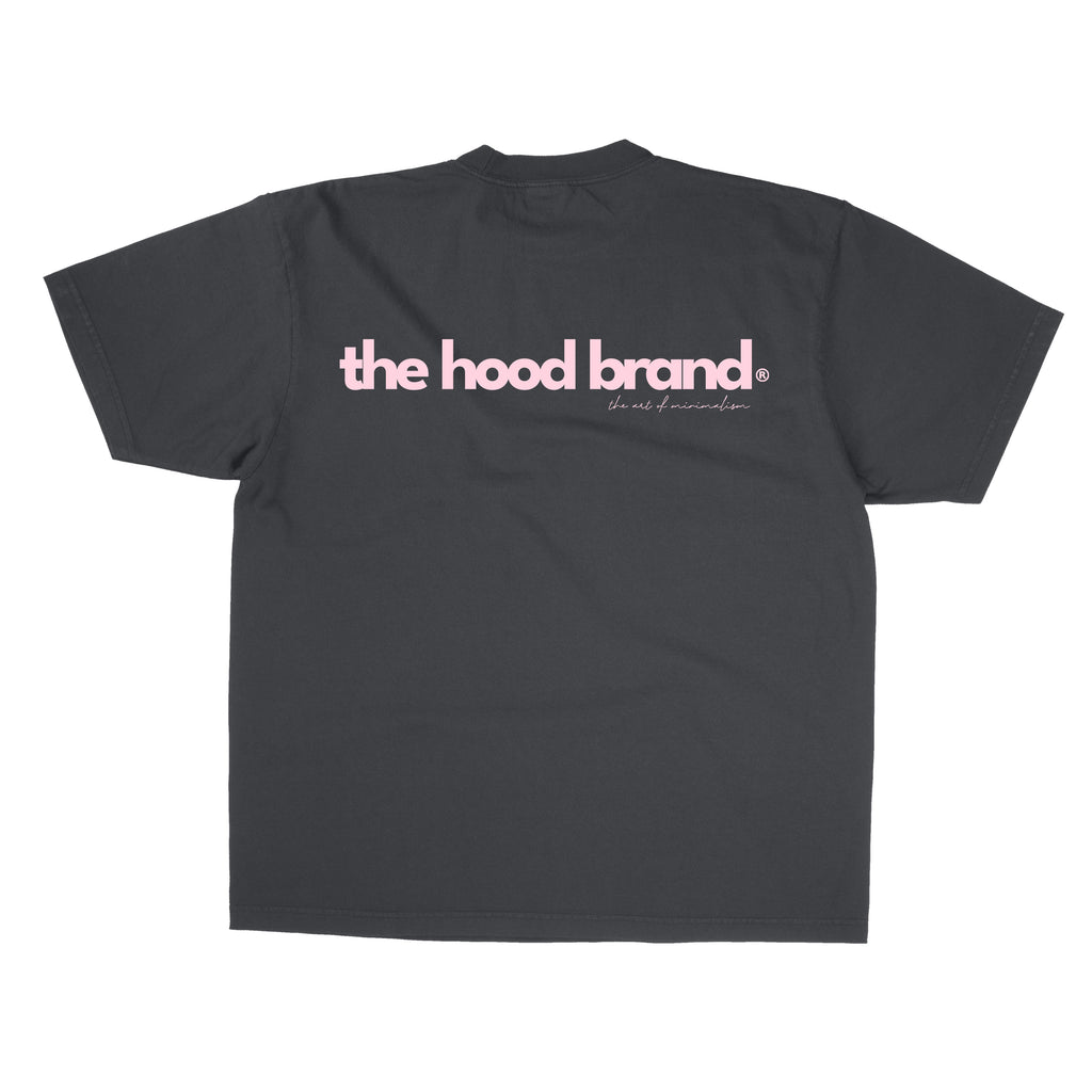 OVERSIZE HEAVYWEIGHT WASHED BLACK /PASTEL PINK (260GSM) TEE