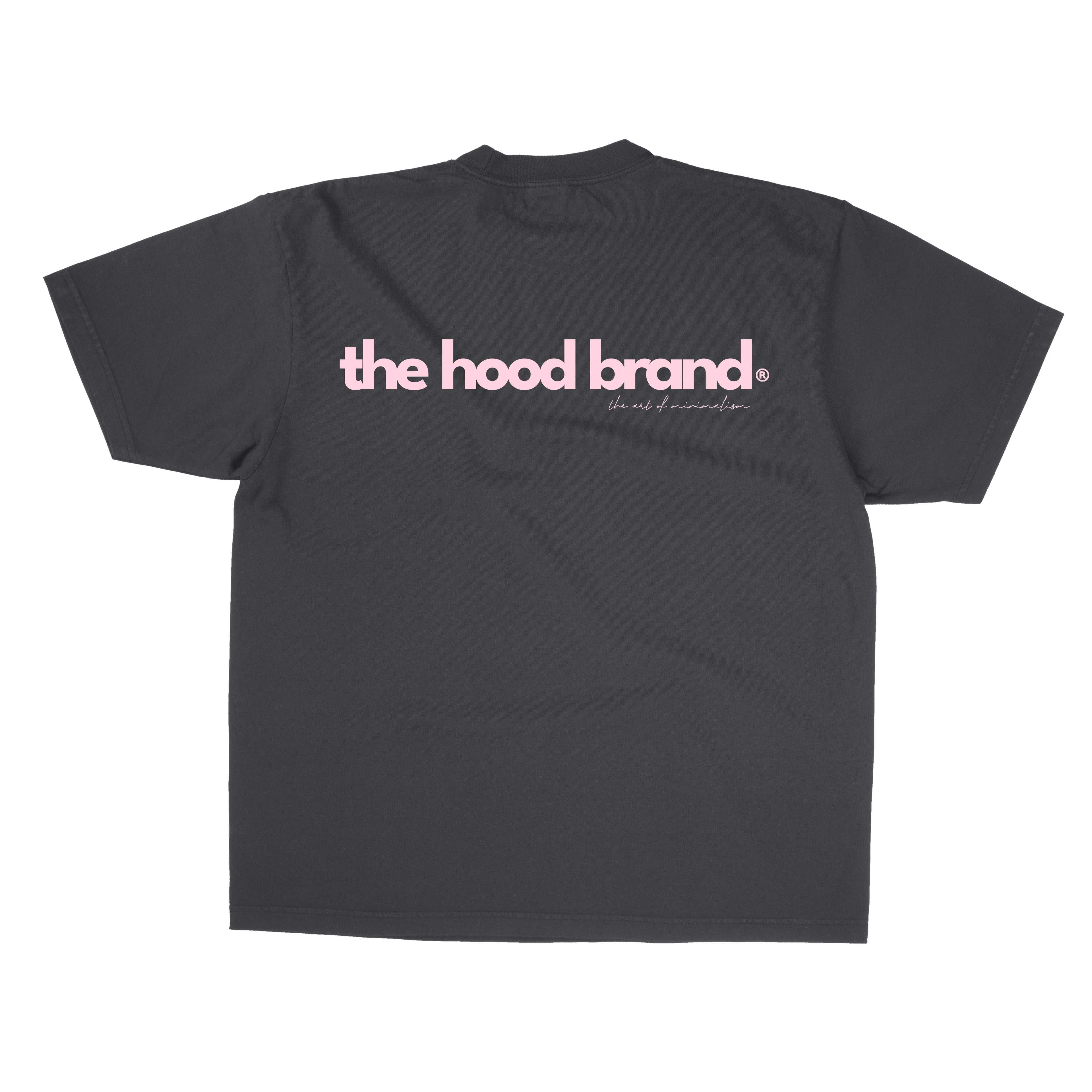 OVERSIZE HEAVYWEIGHT WASHED BLACK /PASTEL PINK (260GSM) TEE