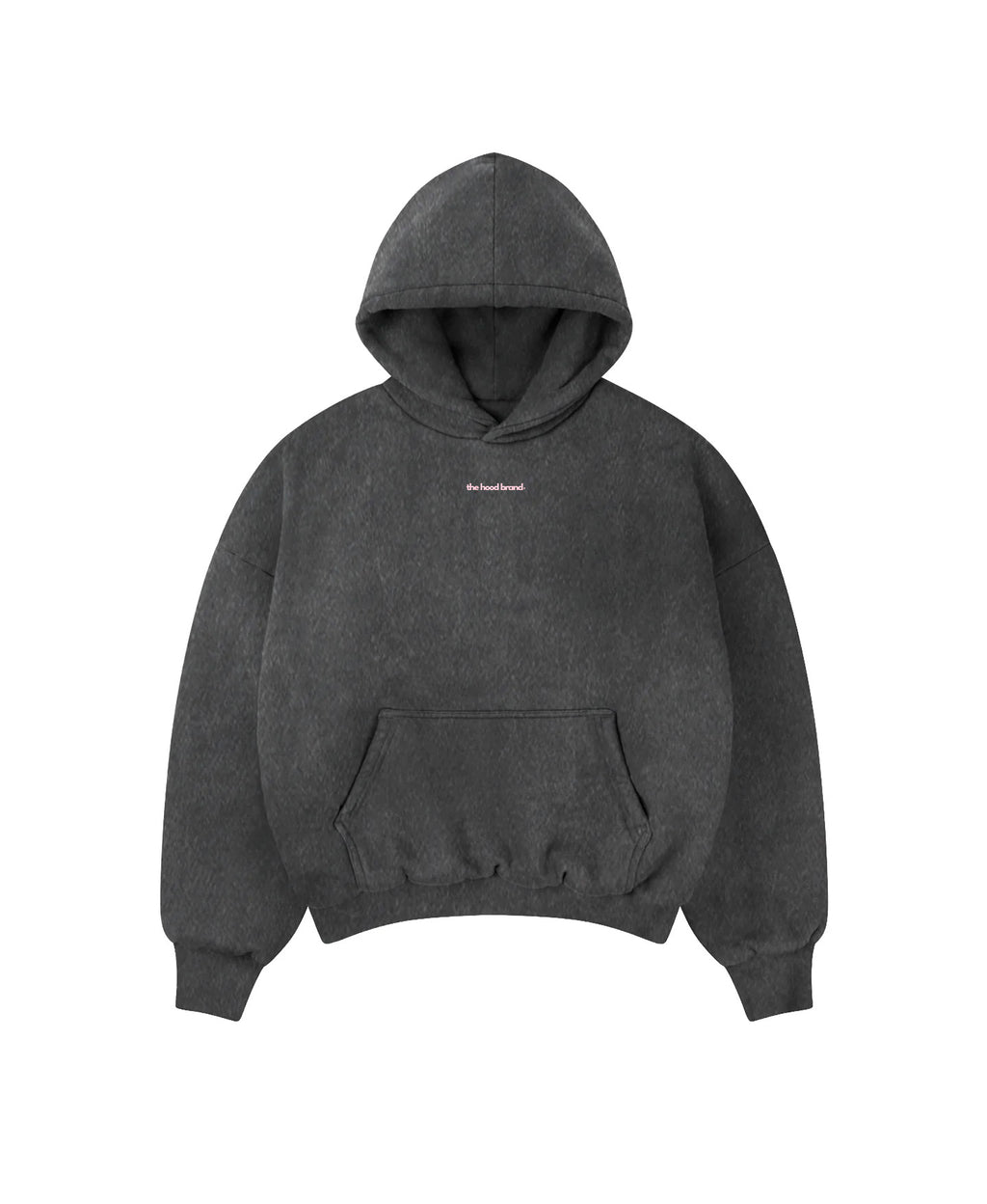 PERFECT HOODIE - ULTRA HEAVYWEIGHT DOUBLE LAYERED WASHED BLACK/PASTEL PINK